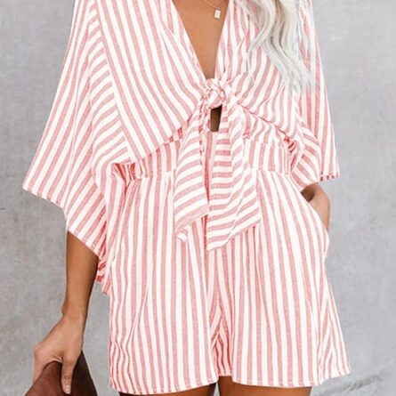 Hamptons Striped V-neck Romper - Image 6