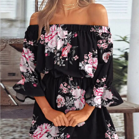 All Summer Long Sexy Off Shoulder Chiffon Beach Dress – Bild 16