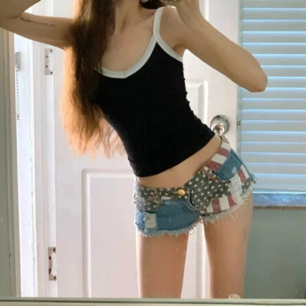 USA American Flag Jeans Denim Shorts Hot Pants - Image 5