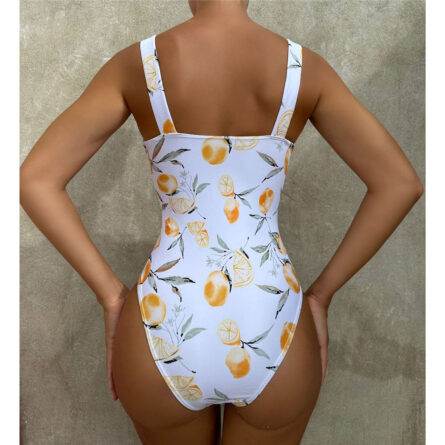Orange Delight Wrinkled One Piece Swimsuit Bathing Suit - Image 3