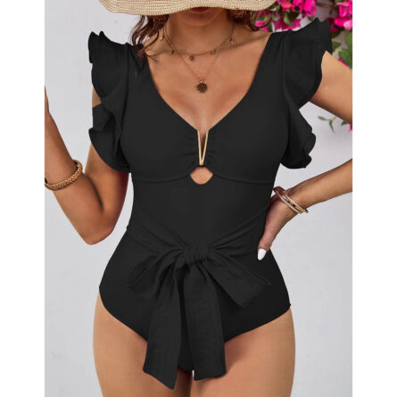 Pure Paradise Ruffle Shoulder Belt Swimsuit - Image 6