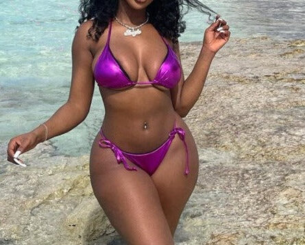 Glimmer Radiant Shiny Metallic Halter Bikini Set - Image 8