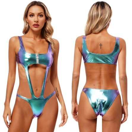 Celestial Goddess Harness Metallic Cut Out Swimsuit Monokini - Image 11