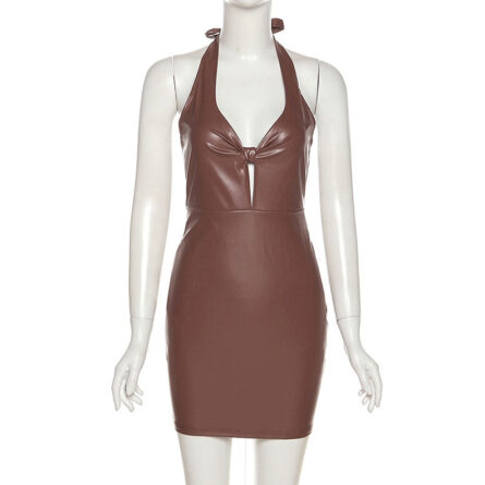 Leather Goddess Sexy Bodycon Cut-Out Dress - Image 19