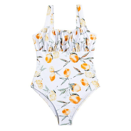 Orange Delight Wrinkled One Piece Swimsuit Bathing Suit - Image 9