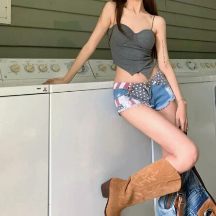 USA American Flag Jeans Denim Shorts Hot Pants - Image 18