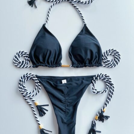 Isabella Tassel Side Tie Halter Bikini - Image 5