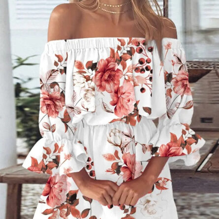 All Summer Long Sexy Off Shoulder Chiffon Beach Dress – Bild 8