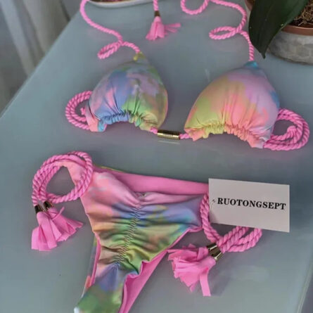 Isabella Tassel Side Tie Halter Bikini - Image 45
