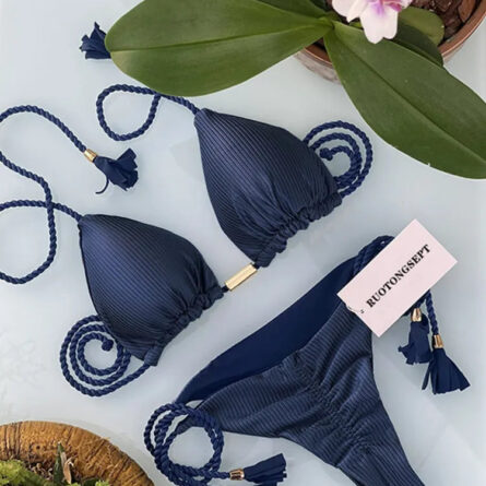 Isabella Tassel Side Tie Halter Bikini - Image 69