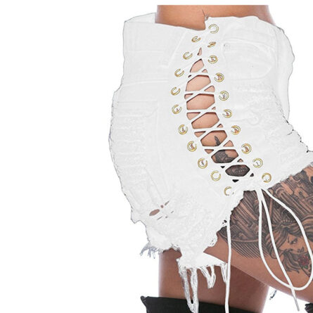 Heartbreaker Ripped Tassel Denim Shorts - Image 9