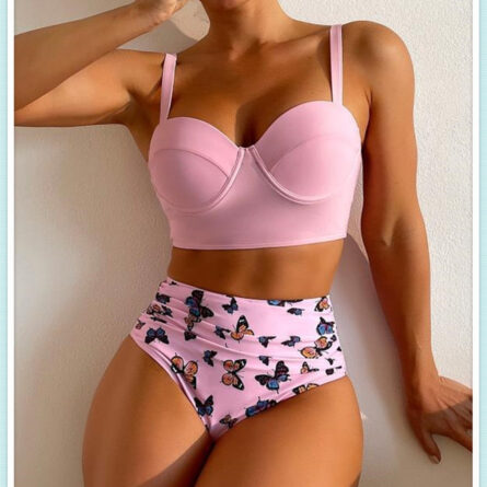 Stunning Butterfly Push Up High Waist Slimming Swimwear Separates Bikini – Bild 8
