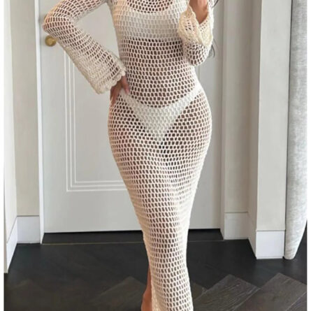 Isadora Open Back Beach Cover Up Crochet Dress - Image 2