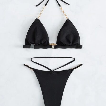 Chain Linked Halter Triangle Bikini – Bild 9