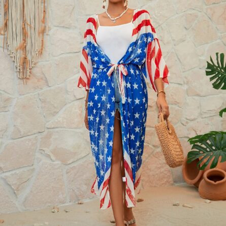 American Flag Maxi Cover Up Kimono - Image 8