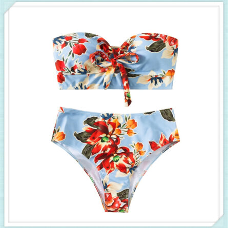 Amalfi Angel Bikini Floral Knot Front Bandeau High Waist Bikini - Image 18