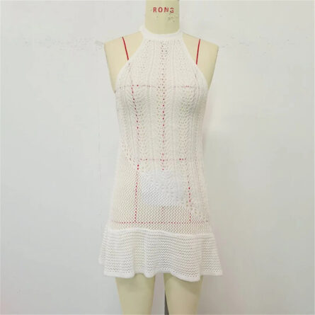 Seaside Whisper Crochet Beach Cover Up Dress - Image 4