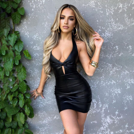 Leather Goddess Sexy Bodycon Cut-Out Dress - Image 11