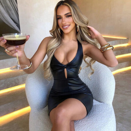 Leather Goddess Sexy Bodycon Cut-Out Dress - Image 14