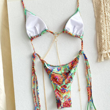 Exotic Sunset Triangle Chains Brazilian Bikini – Bild 27