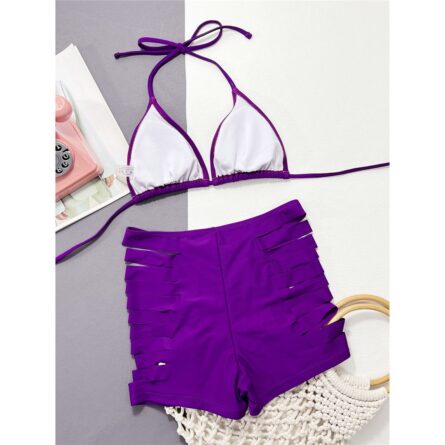 Sexy Halter Strappy Cut Out Shorts Bikini – Bild 7