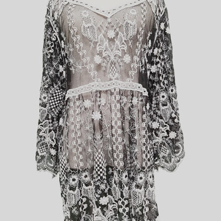 Sunset and Swim Black Lace Crochet Swimsuit Cover Up Dress - Image 7