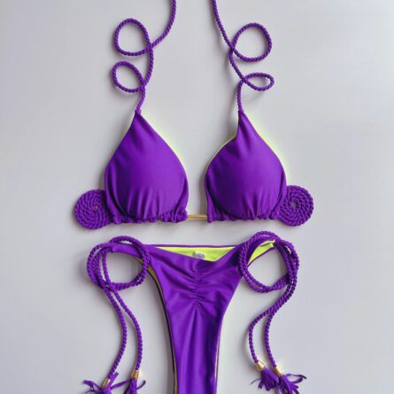 Isabella Tassel Side Tie Halter Bikini - Image 4