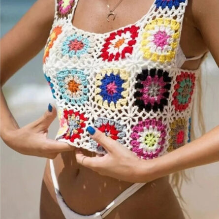 Sun-Kissed Crochet Beachscape Cover Up Top - Image 23