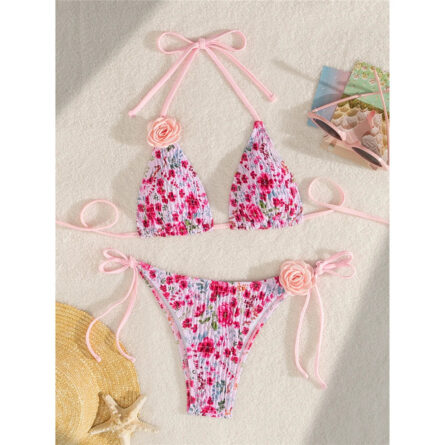 Rosy Radiance Floral 3D Flowers Bikini – Bild 4