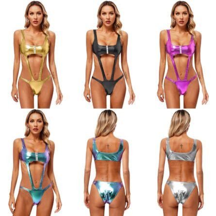 Celestial Goddess Harness Metallic Cut Out Swimsuit Monokini - Image 13