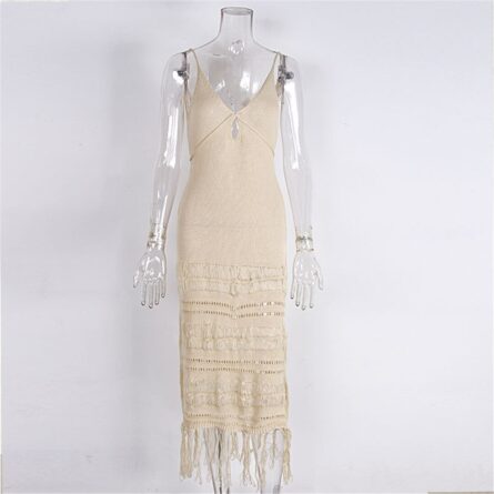 Sunset and Swim Sexy Fringe Tassel Crochet Beach Cover Up Dress - Image 7