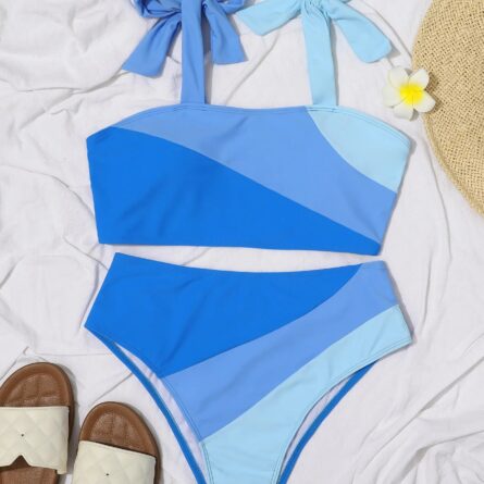 Sarah Pink Colorblock High Waist Bikini – Bild 21