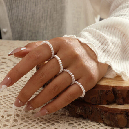 Celestial Pearls Boho Knuckle Rings Set - Image 13