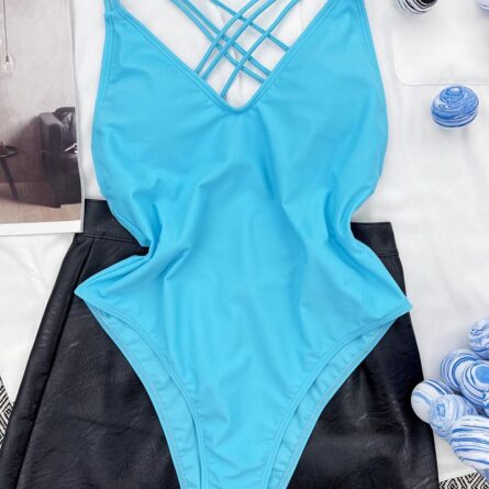 Sexy Back Strappy V Neck Womens Swimsuit - Image 9