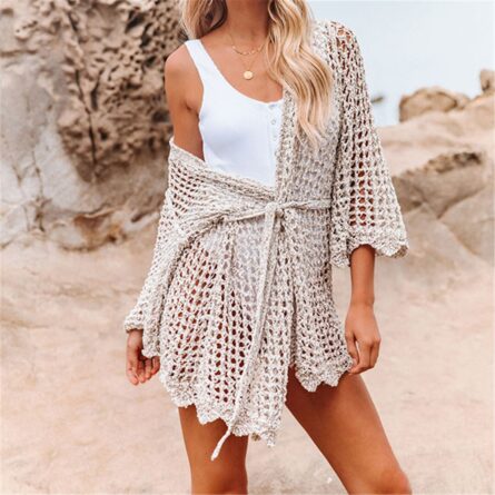 Amelia See Through Crochet Beach Cover Up - Image 3
