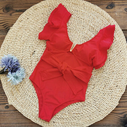 Pure Paradise Ruffle Shoulder Belt Swimsuit - Image 24