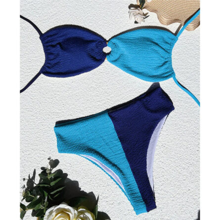 Artemis Ribbed Color Block High Waist Bikini - Image 20