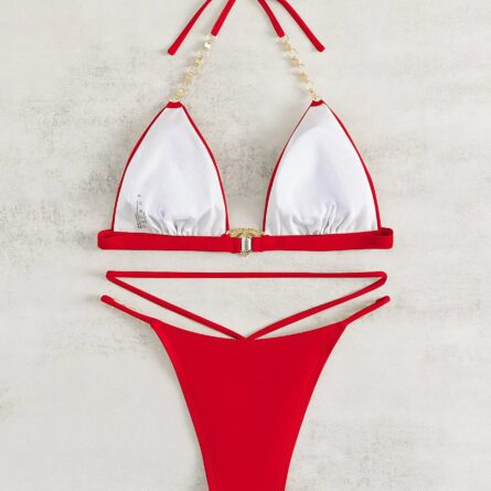 Chain Linked Halter Triangle Bikini – Bild 19