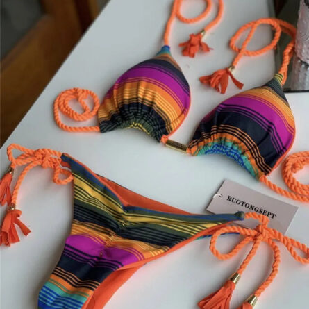 Isabella Tassel Side Tie Halter Bikini - Image 49