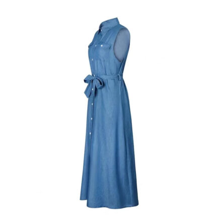 Beautiful Casual Summer Belted Denim Dress - Image 12