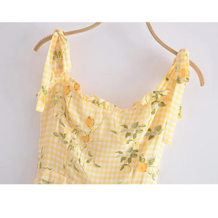 French Lemon Corset Style Mini Dress - Image 3