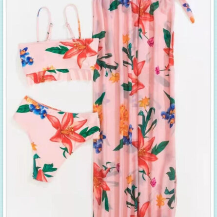 White Lotus 3 Piece Floral Bikini with Beach Skirt – Bild 14