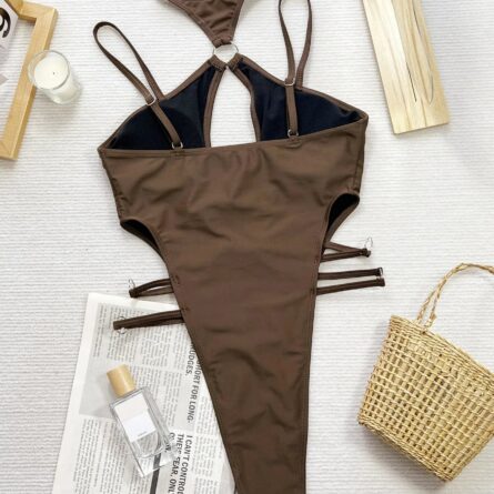 Sultry Seaside High Neck Thong Swimsuit - Image 5