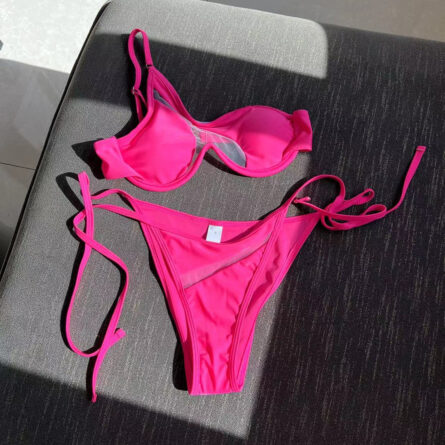 Sexy See Through Paradise One Shoulder Bikini - Image 36