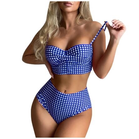 Confident Coastline Plaid High Waist Bikini - Image 14