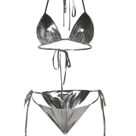 Glimmer Radiant Shiny Metallic Halter Bikini Set - Image 24