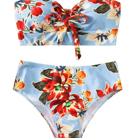 Amalfi Angel Bikini Floral Knot Front Bandeau High Waist Bikini - Image 5