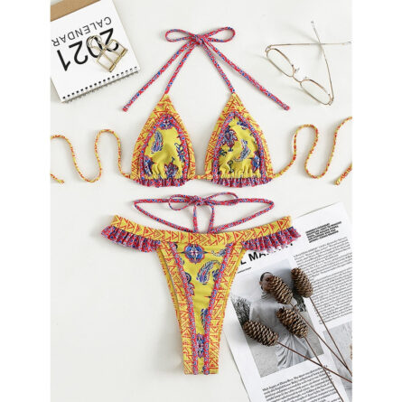 Sexy Temptress Strappy Side Brazilian Ruffle Bikini – Bild 2