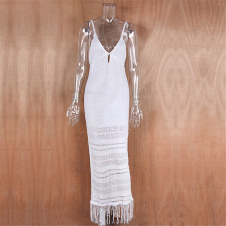 Sunset and Swim Sexy Fringe Tassel Crochet Beach Cover Up Dress - Image 24