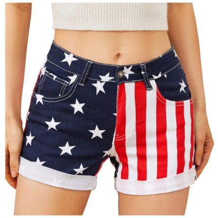 High Waist Stars and Stripes Shorts - Image 8